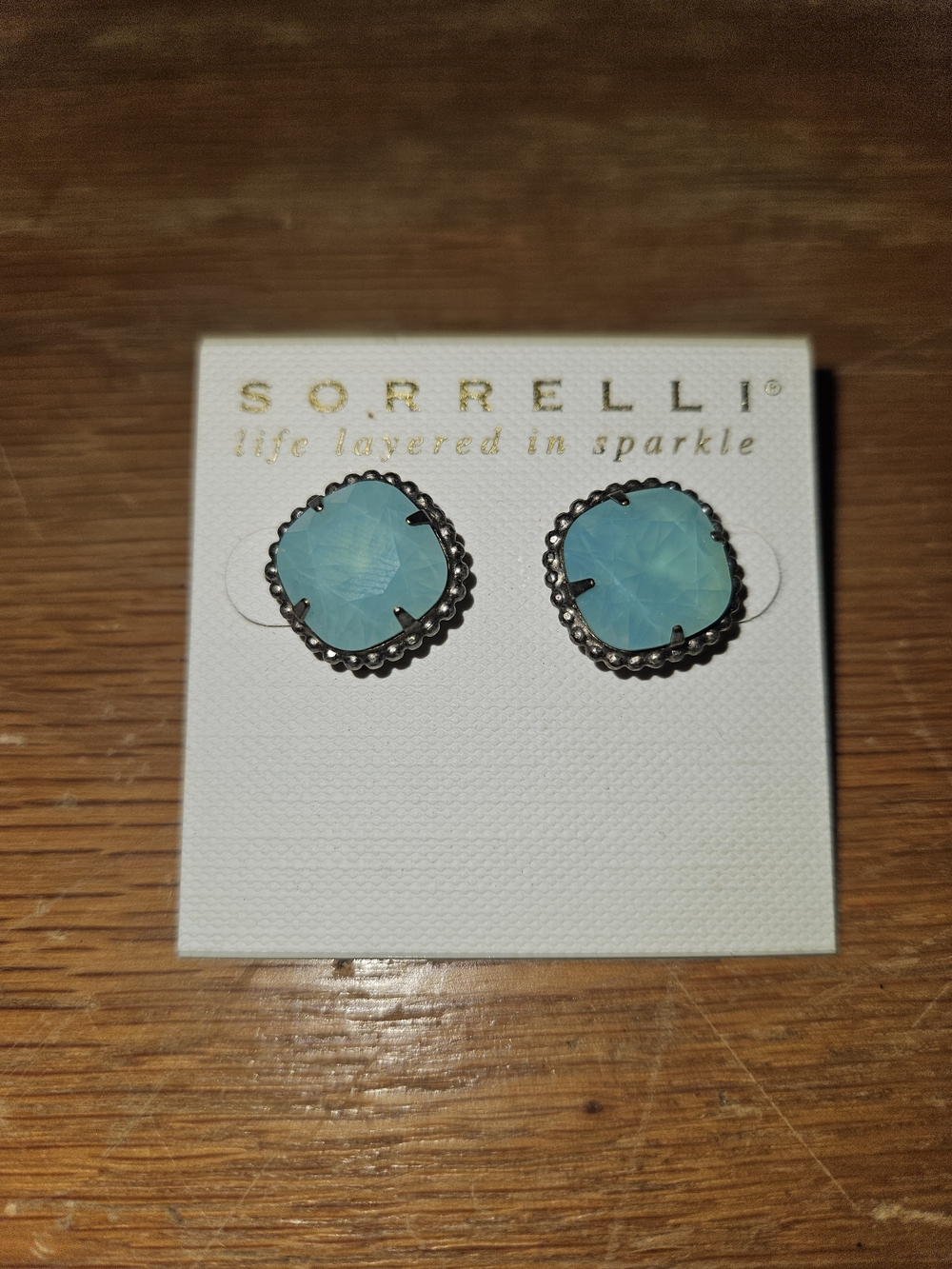 Sorrelli Aqua Blue Faceted Crystal Stud Earrings